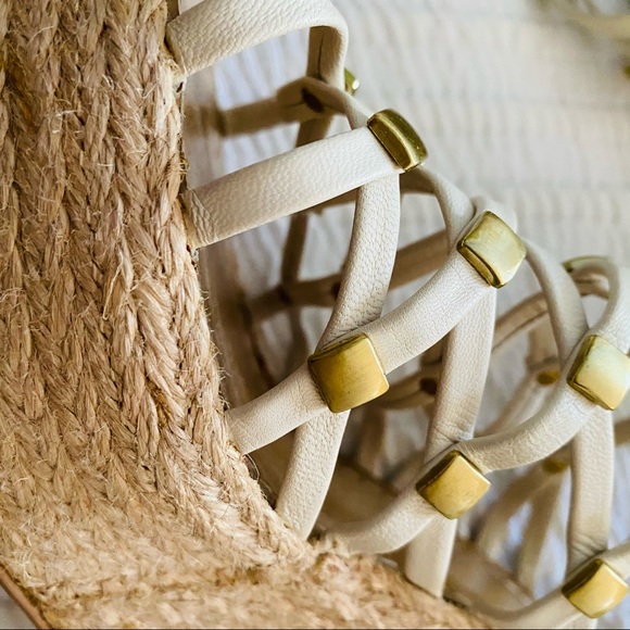 Cream Gladiator Vince Camuto Leather Wedges - Picture 4 of 11